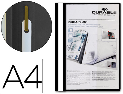 DURABLE - Dossiers Duraplus A4 Fastener metalico Negro PVC (Ref.2579-01)