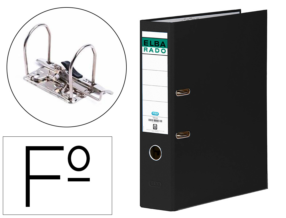 ELBA - Archivador de Palanca Rado-Chic Folio Lomo 80mm Negro (Ref.100022674)