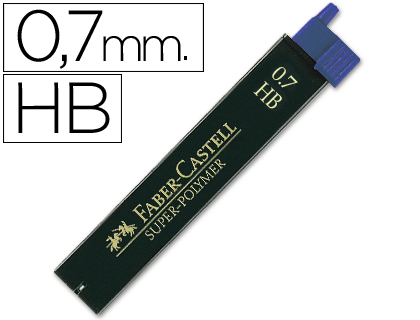 FABER CASTELL - Mina Super Polymer 12 ud Trazo 0.7 mm HB (Ref.120700)