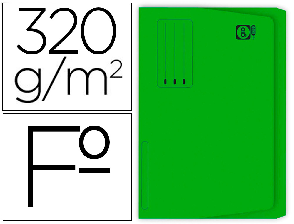 GIO - Subcarpeta Pocket Folio Cartulina Con bolsa fuelle Verde 250 G 400040685 (Ref.400018770)