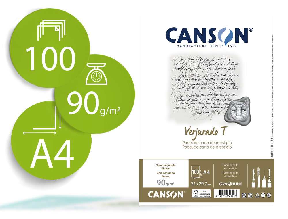 GUARRO - PAPEL TORREON BLANCO CREMA A4 90 GRS. PAQUETE DE 100 (Ref.200400684)