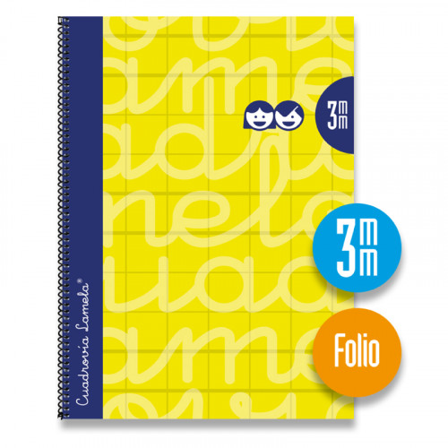 LAMELA - BLOC tapa FORRADA Fº 80h CUADROVIA 3 mm AMARILLO (Ref.7FTE03AM)
