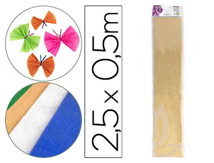 LIDERPAPEL - PAPEL CRESPON 50 CM X 2.5M METALIZADO ORO (Ref.CP22)