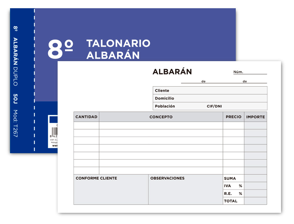 LIDERPAPEL - TALONARIO ALBARAN OCTAVO DUPLICADO APAISADO (Ref.T267)