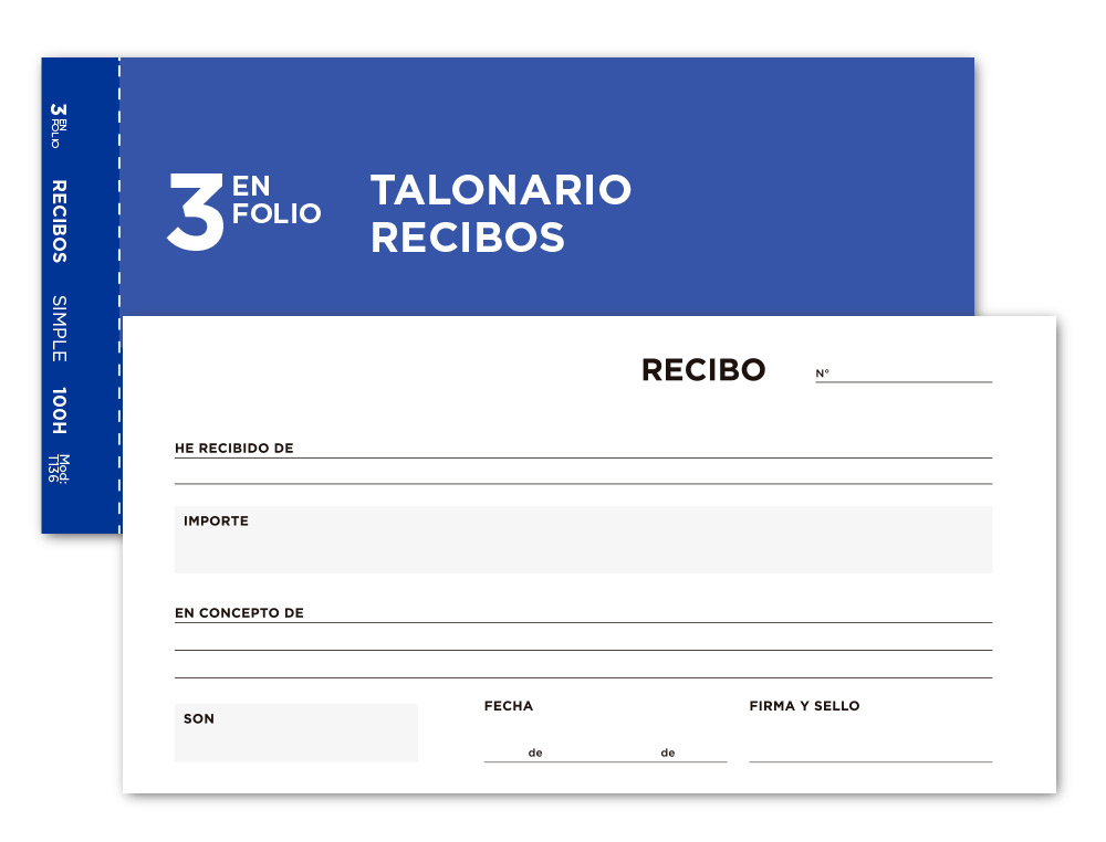 LIDERPAPEL - TALONARIO RECIBOS 3/Fº ORIGINAL SIN MATRIZ (Ref.T136)