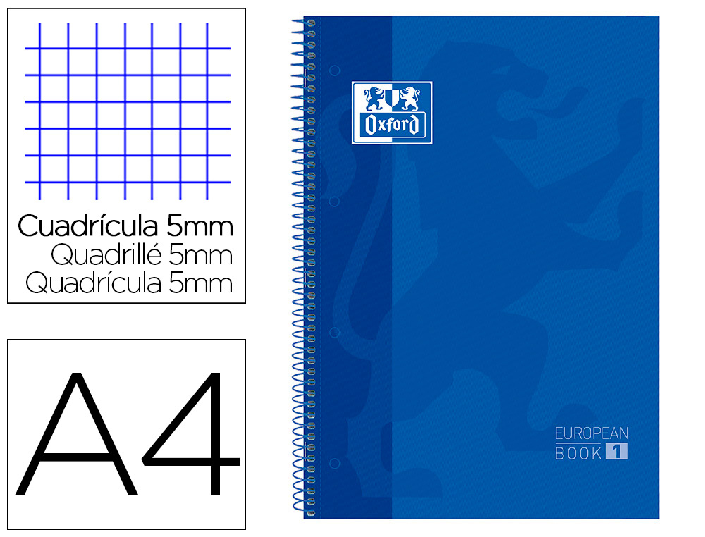OXFORD - Cuaderno School 80h A4 Cuadricula 5x5 Azul (Ref.100430197)