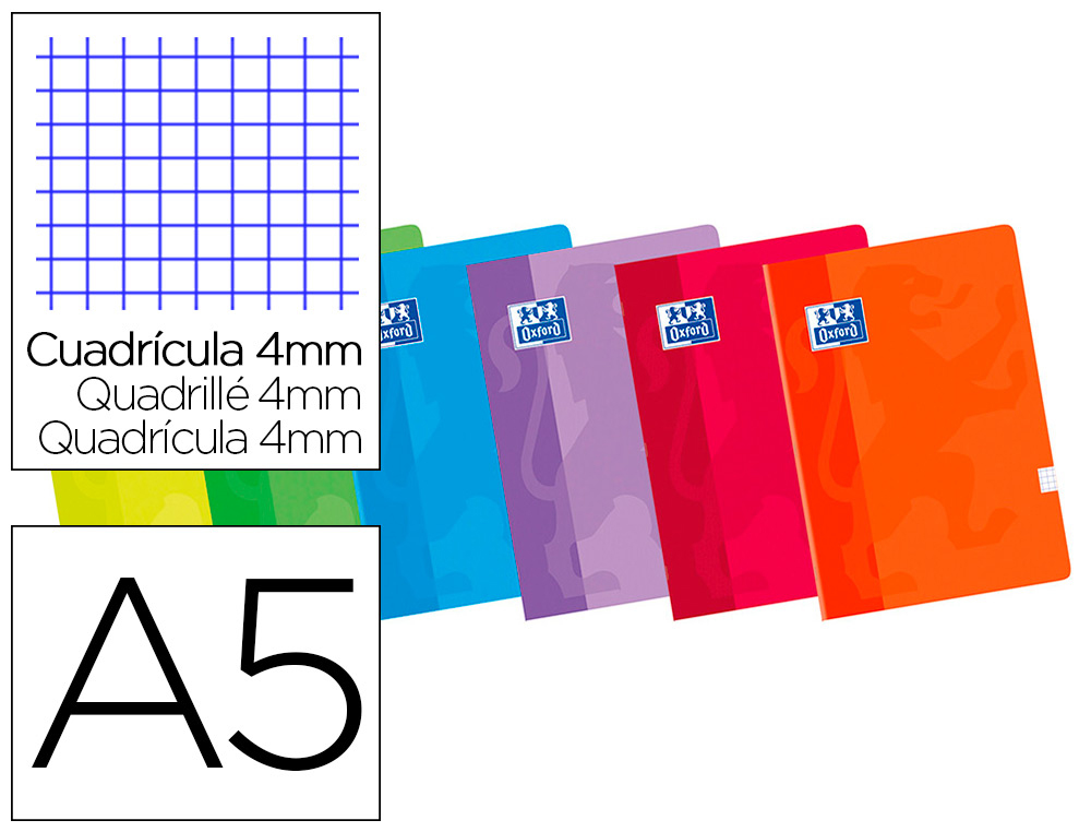 OXFORD - Libreta grapada 48h A5 Cuadricula 4x4 Surtido (Ref.100105702)