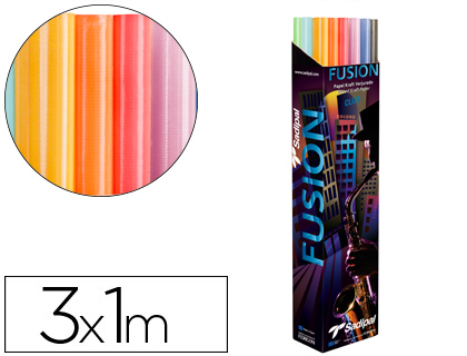 PAPEL KRAFT ROLLO 3X1 MT EXPOSITOR FUSION CON 24 ROLLOS COLORES SURTIDOS (Ref.11265)
