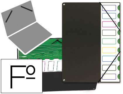 PARDO - Carpeta clasificadora 9 departamentos Folio Con Fuelle Pvc 850 (Ref.85001)