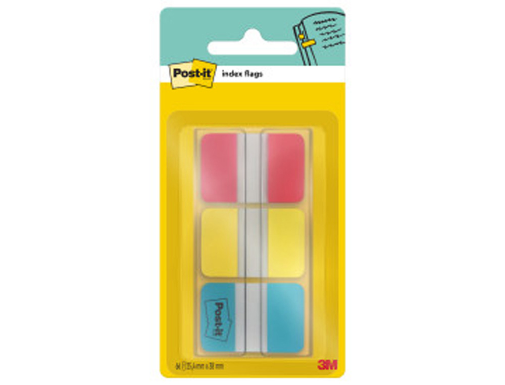 POST-IT - Indices Adhesivos rojo, amarillo y azul 25.4x38mm (Ref.XA004806312/686-RYB)