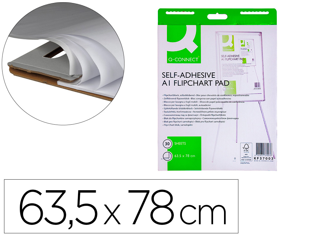 Q-CONNECT - BLOC CONGRESO PAPEL AUTOADHESIVO 70 GRS 635X830 (Ref.KF37003)