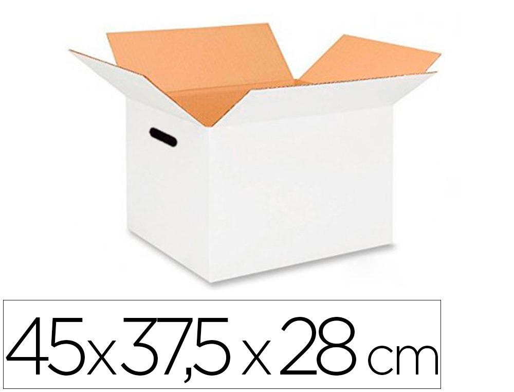 Q-CONNECT - CAJA PARA EMBALAR ANONIMA BLANCA CON ASAS DOBLE CANAL 45X28 MM (Ref.0)