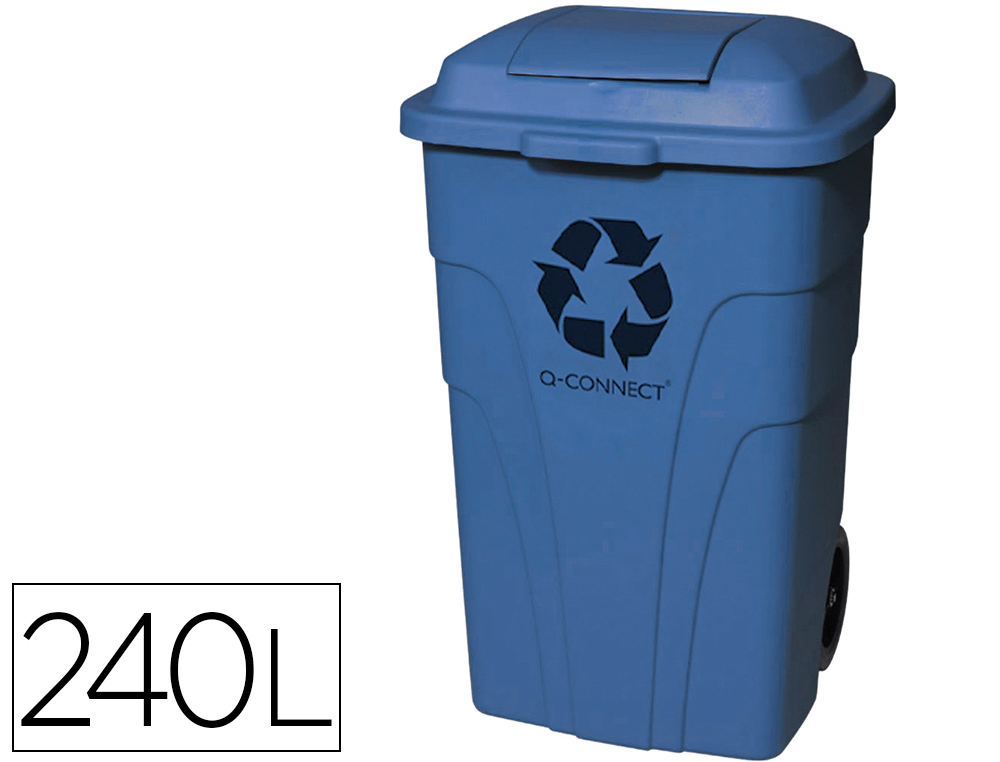 Q-CONNECT - PAPELERA CONTENEDOR PLASTICO CON TAPADERA 240L COLOR AZUL 1015X575X730 MM CON RUEDAS (Ref.KF04242)