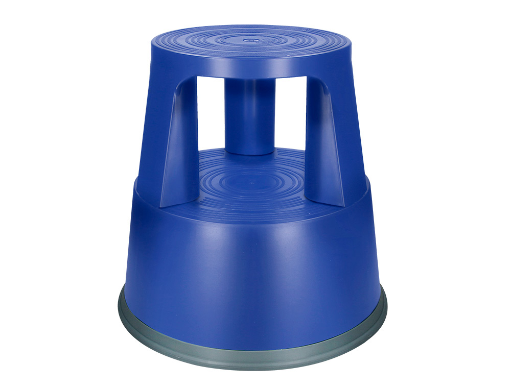Q-CONNECT - TABURETE RUEDAS RETRACTILES TRES RUEDAS -DOS NIVELES AZUL (Ref.KF00635)
