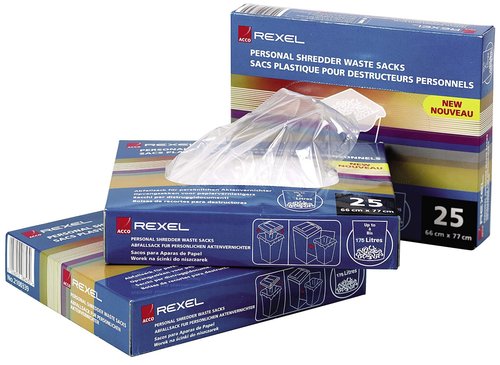 REXEL - BOLSA DE RESIDUOS PARA DESTRUCTORA AS100 100 UNIDADES CAPACIDAD 87,5 LITROS (Ref.40070)