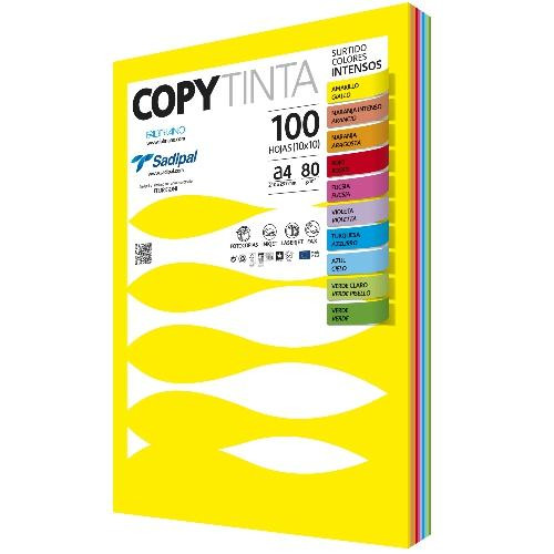 SADIPAL - PAPEL de COLOR A4 COPY TINTA 80g 100h SURTIDO INTENSO (Ref.11303)
