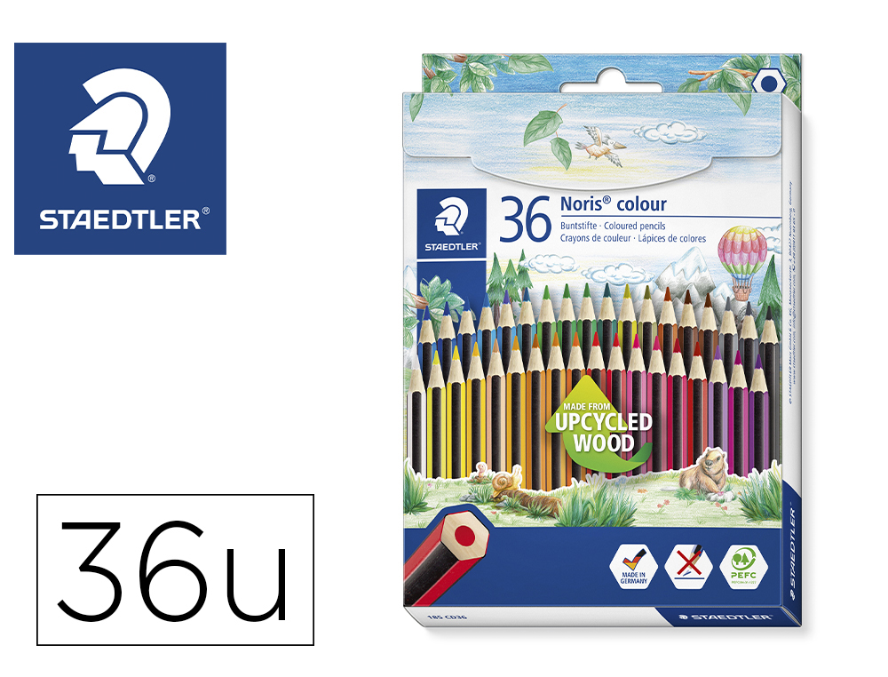 STAEDTLER - LAPICES DE COLORES WOPEX ECOLOGICO 36 COLORES EN CAJA DE CARTON (Ref.185 CD36)