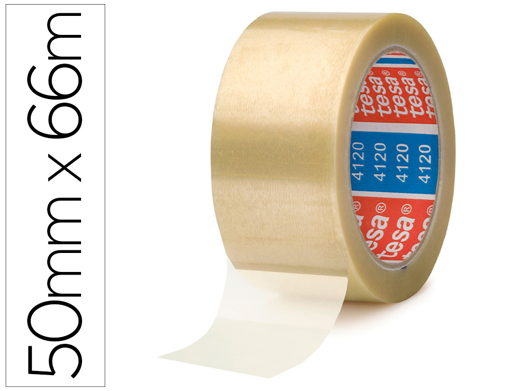 TESA - Cinta embalaje 50mmx66m Transparente PVC de alta calidad (Ref.04120-00008-00)