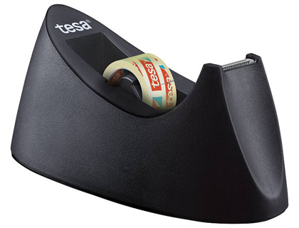 TESA - Portarrollo sobremesa plastico easy cut curve negro para cinta de 33 mt x19 mm + 1 cinta film transparente (Ref. 53917-00000-00)