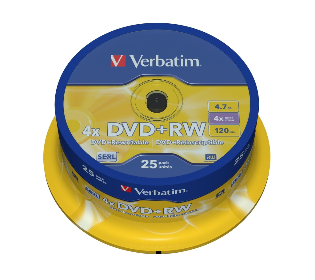 VERBATIM - Dvd+Rw Advanced Serl Bobina 25 4X 4.7GB (CANON L.P.I. 7€ Incluido) (Ref.43489)
