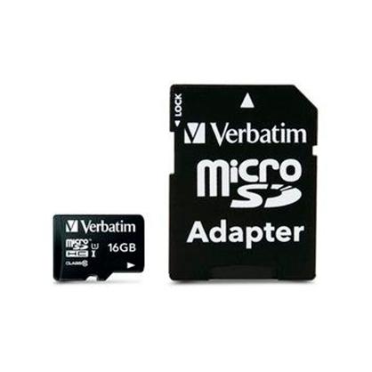 VERBATIM - Tarjeta de memoria Micro SDHC de 16GB con adaptador SD Clase 10 (CANON L.P.I. 0,24€ Incluido) (Ref.44082)