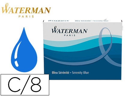 WATERMAN - Cartuchos tinta 6 ud Azul Serenity (Ref.S0110860)
