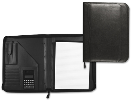 ARTESANIA - CARPETA PORTAFOLIOS NEGRA 260X355 MM CREMALLERA SIN ANILLAS CALCULADORA CON BOLSA PARA MOVIL (Ref.80-848)