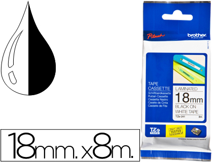 BROTHER - Cinta Tze-241 Negro/Blanco 18mmx8m (Ref.TZe241)
