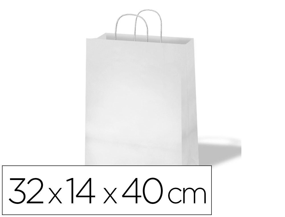 Bolsa de papel basika celulosa blanco asa retorcida tamaño \"l\" 320x140x400 mm (Ref. 02104013)