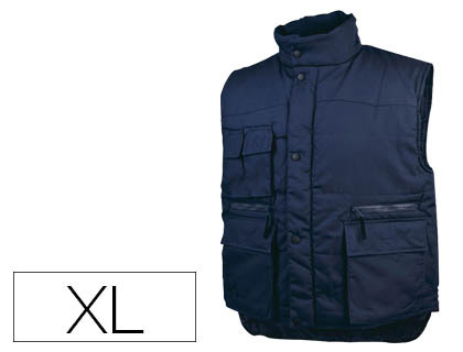 DELTAPLUS - CHALECO MULTIBOLSILLOS CON CREMALLERA CINTURA ELASTICA PROTEGE RIÑONES COLOR AZUL TALLA XL (Ref.SIERRBM-XG)