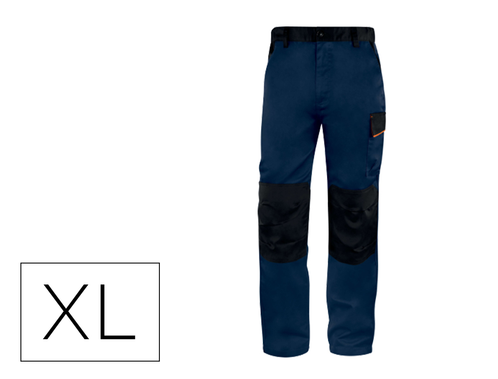 DELTAPLUS - PANTALON DE TRABAJO CINTURA AJUSTABLE 5 BOLSILLOS COLOR AZUL NARANJA TALLA XL NARANJA TALLA XL (Ref.M6PANBM-XG)