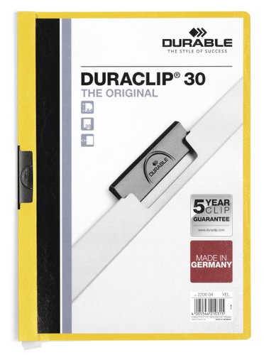 DURABLE - CARPETA DOSSIER PINZA LATERAL AMARILLO CAPACIDAD 30 HOJAS (Ref.2200/04)