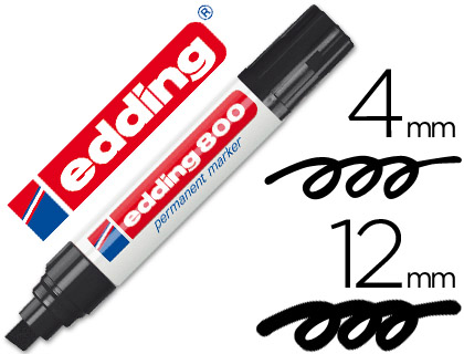 EDDING - 800 MARCADOR PERMANENTE PUNTA BISELADA TRAZO 4 - 12 MM NEGRO (Ref.800-01)