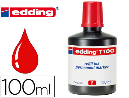 EDDING - Frasco de Tinta T-100 rojo 100 ml (Ref.T100-02)