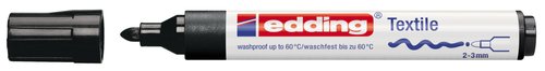EDDING - Marcador textil 4500 Negro punta de 2-3 mm. Tinta pigmentada a base de agua (Ref.4500-01)