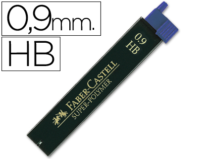 FABER CASTELL - Mina Super Polymer 12 ud Trazo 0.9 mm HB (Ref.120900)