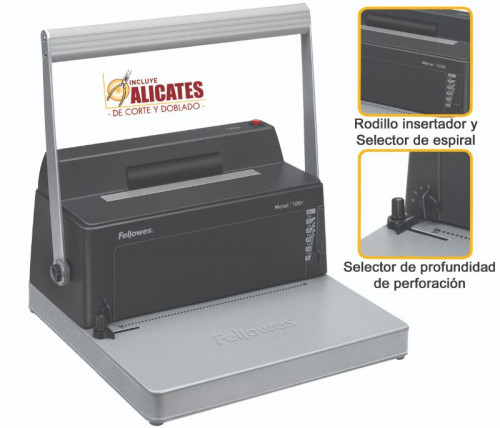 FELLOWES - Encuadernadora Metal 100R Manual A4-400x400x245mm Perforación20hojas (Ref.0200401)
