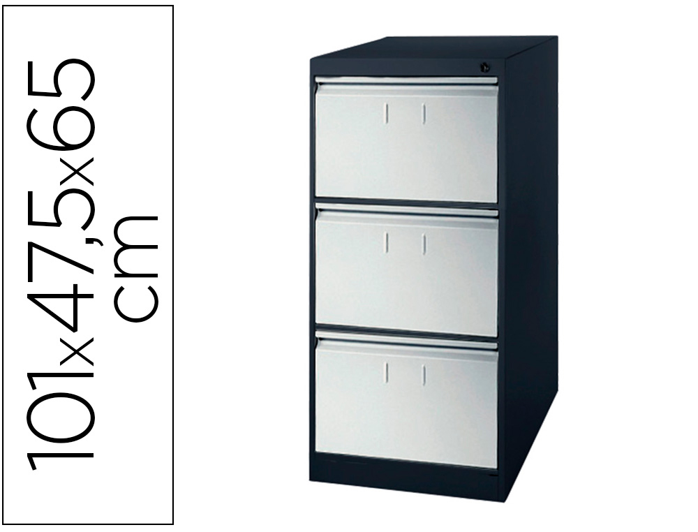 FICHERO CAJONES DE SUELO METALICO DE 3 CAJONES 101 ALTO,65 PROF. 47,5 ANCHO COLOR GRIS N.1375 ANTIVUELCO (Ref.F-1003A-GR)