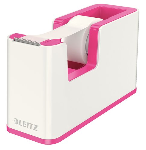 LEITZ - PORTARROLLO SOBREMESA WOW DUAL PLASTICO PARA CINTA DE 33 M FUCSIA METALIZADO (Ref.53641023)