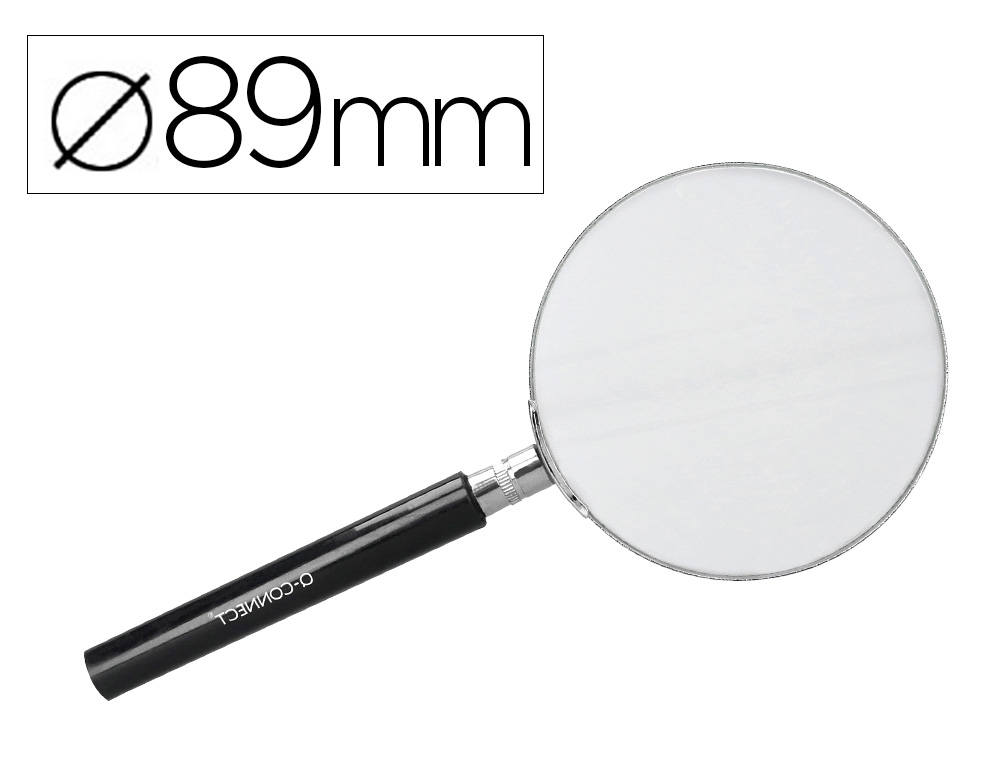 LIDERPAPEL - LUPA CRISTAL ARO METALICO MANGO NEGRO W-105 89 MM (Ref.WW04)