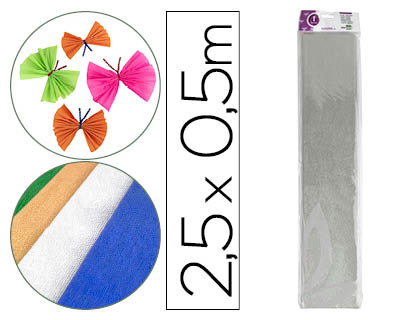 LIDERPAPEL - PAPEL CRESPON 50 CM X 2.5M METALIZADO PLAT A (Ref.CP21)
