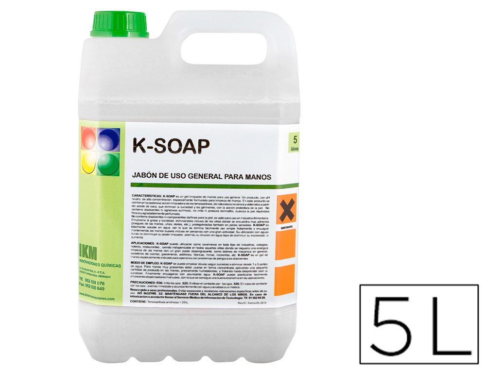 LIMPIADOR JABON PARA MANOS GARRAFA 5 LITROS (Ref.K-SOAP)