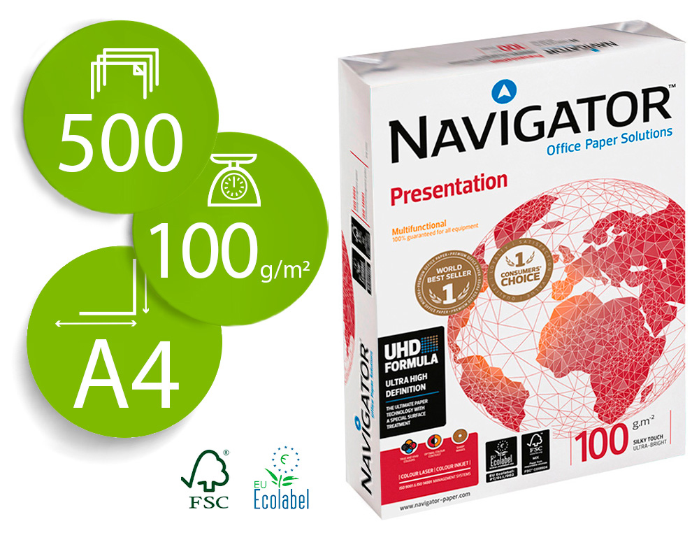 NAVIGATOR - Presentation. Papel multifuncion 500h 100 g. A4 (Ref.0569PN)