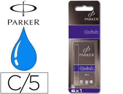 PARKER - Cartuchos De Tinta 5 ud Azul real Lavable (Ref.S0116210)