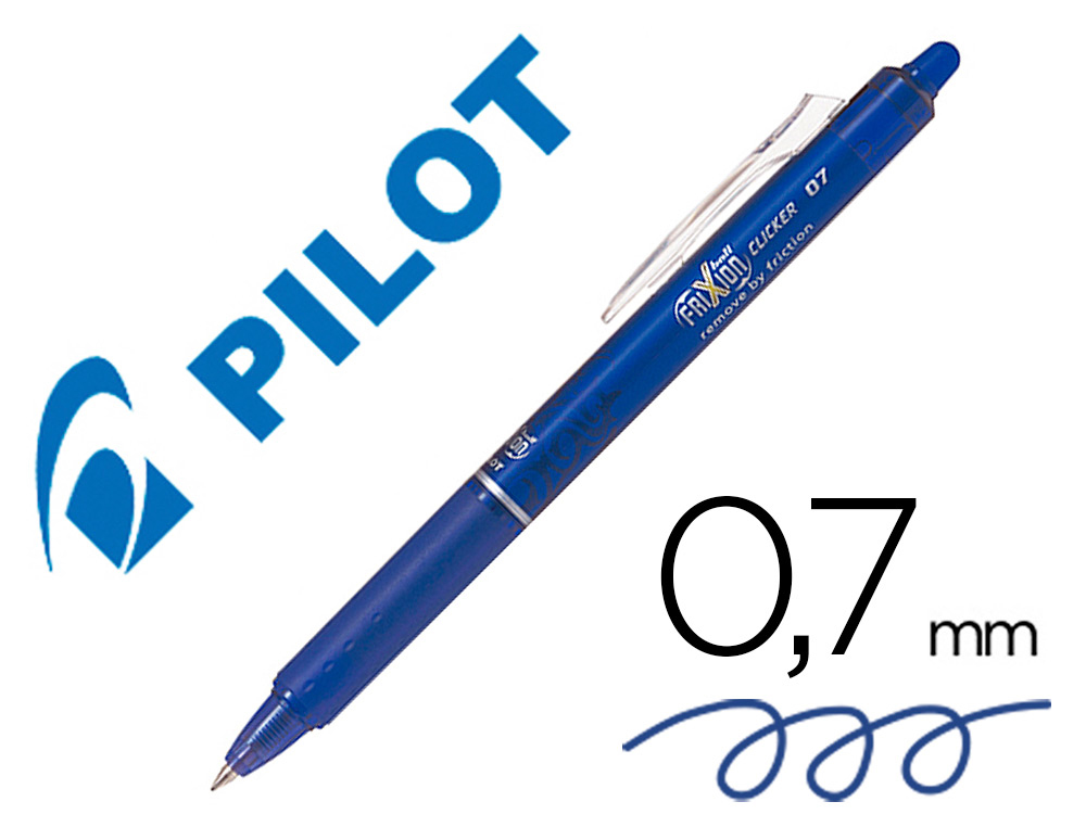 PILOT - Bolígrafo tinta borrable Frixion Clicker azul trazo 0,4 mm BLRT-FR7-L (Ref.BLRT-FR7-L / NFCA)