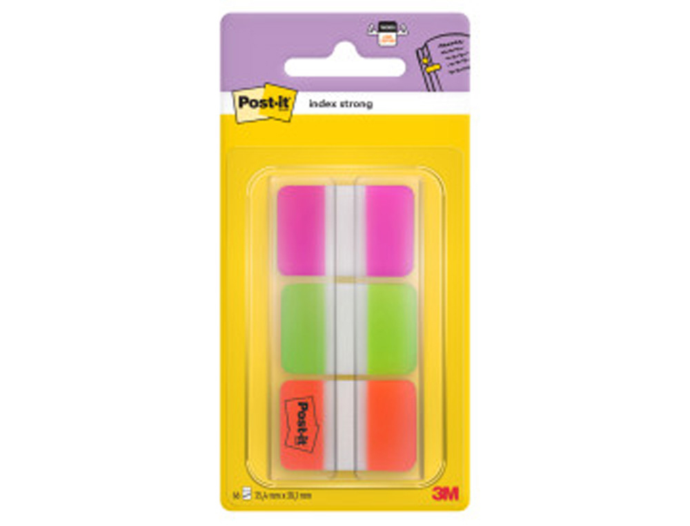 POST-IT - Indices adhesivos Rosa, verde y naranja 25.4x38mm (Ref.XA004806304/686-PGO )