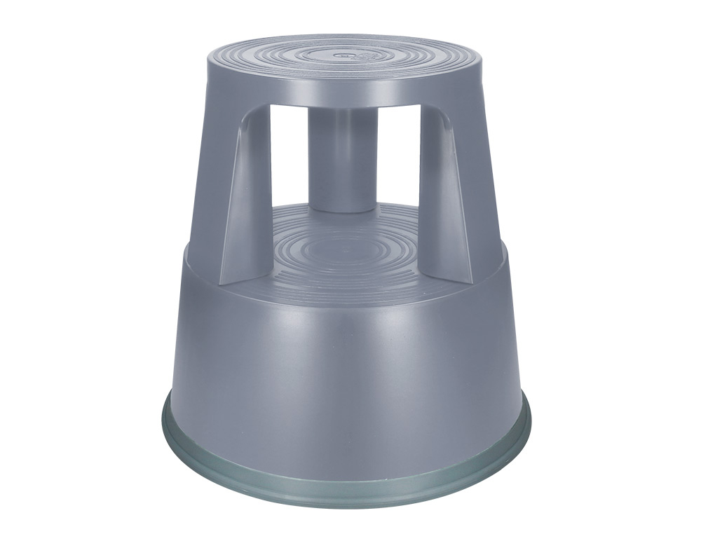Q-CONNECT - TABURETE RUEDAS RETRACTILES TRES RUEDAS -DOS NIVELES GRIS (Ref.KF00634)