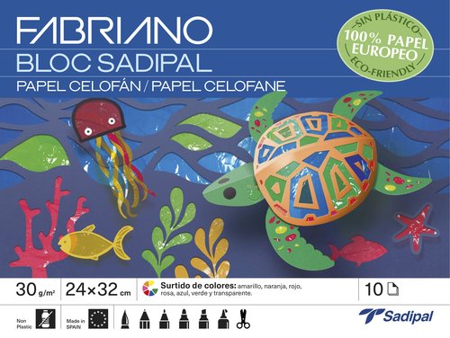 SADIPAL - BLOCK MANUALIDADES 10 hojas PAPEL CELOFAN (Ref.5978)