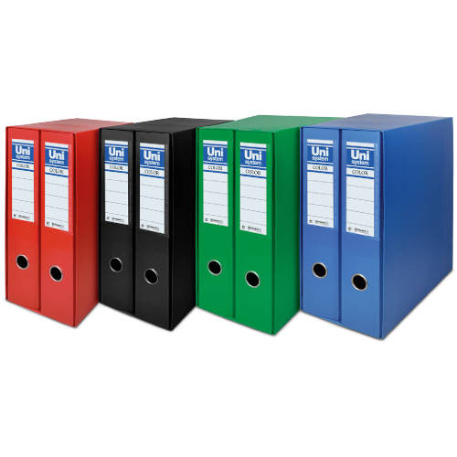 UNISYSTEM - MODULO ARCHIVADORES palanca CARTON FORRADO RADO 2 uds.A4 65mm NEGRO (Ref.92329)