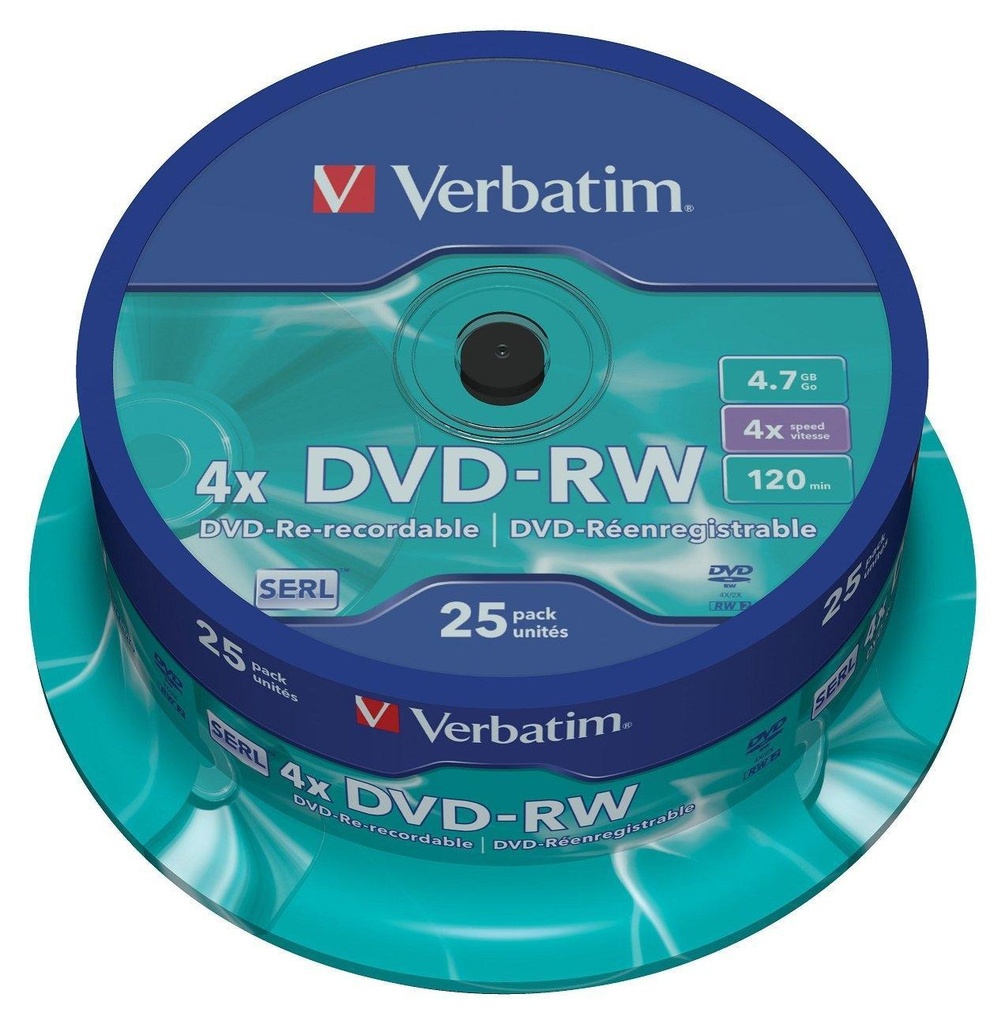 VERBATIM - Dvd+Rw Advanced Serl Bobina 25 4X 4.7GB (CANON L.P.I. 7€ Incluido) (Ref.43639)